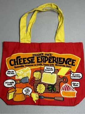 Trader Joe's Cheese Adventure Print Reusable Canvas Shopping Bag All Over Print